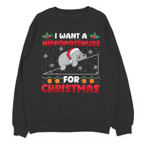 Christmas Math Teacher Hippopotenuse Math Lovers Xmas Unisex Sweatshirt - teacherstshirts.com