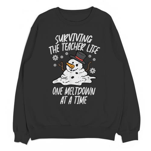 Christmas Surviving Teacher Life Meltdown Xmas Women Men Unisex Sweatshirt - teacherstshirts.com