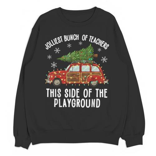 Christmas Teacher Squad Festive Car Tree Lights Xmas Unisex Sweatshirt - teacherstshirts.com AU