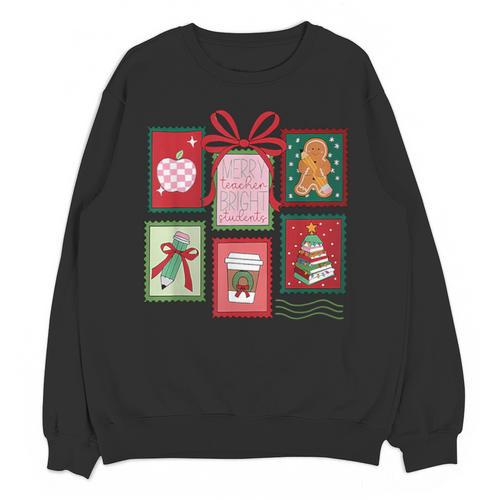 Christmas Teacher Stamps Unisex Sweatshirt - teacherstshirts.com DE