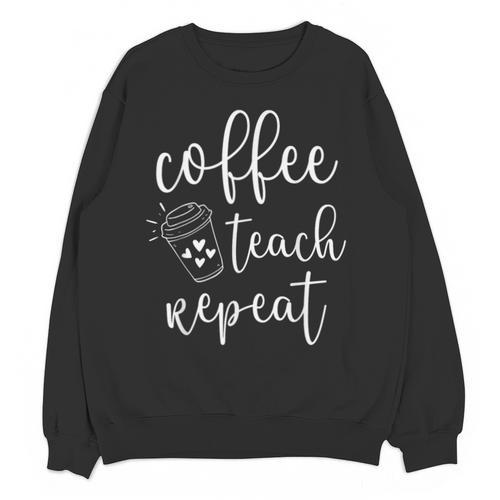 Coffee Teach Repeat Cute Costume Teacher Coffee Lover Unisex Sweatshirt - teacherstshirts.com AU