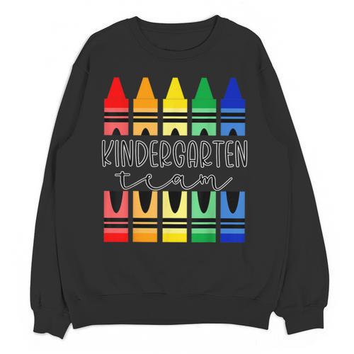 Colorful Crayon Kindergarten Team Tee For Teachers Students Men Women Kids Unisex Sweatshirt - teacherstshirts.com UK