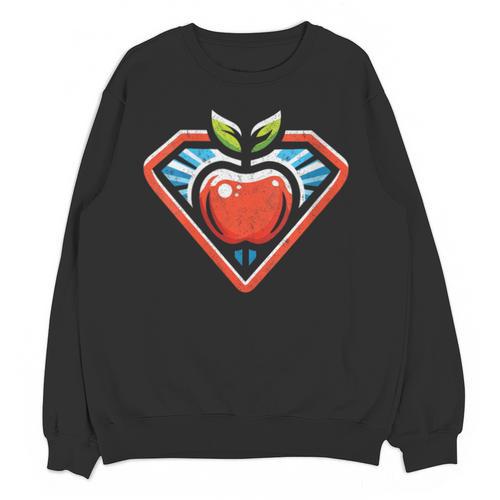 Cute Distressed Super Teacher Superhero Apple Unisex Sweatshirt - teacherstshirts.com DE
