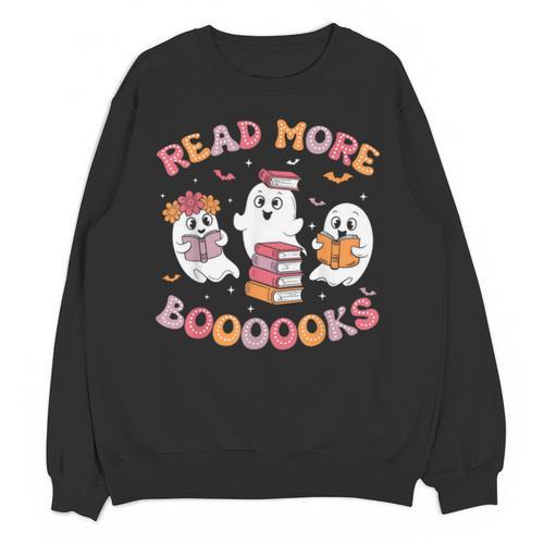 Cute Ghost Book Read More Books Teachers Halloween Unisex Sweatshirt - teacherstshirts.com CA