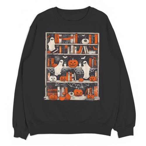 Cute Ghost Book Reading Books Lover Spooky Teacher Halloween Unisex Sweatshirt - teacherstshirts.com AU
