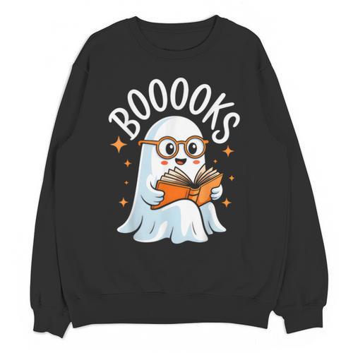 Cute Ghost Reading Book Librarian Teacher Halloween Costume Unisex Sweatshirt - teacherstshirts.com CA