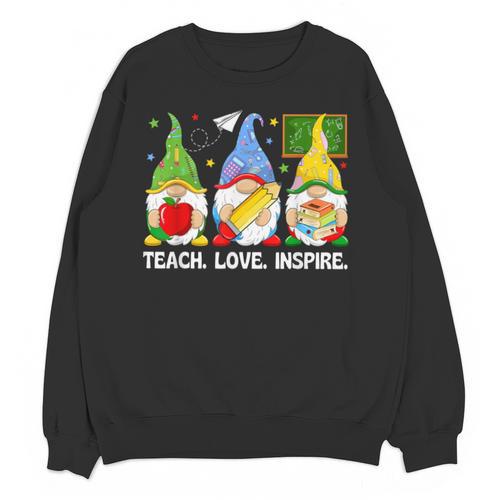 Cute Gnomes Teach Love And Inspire Back To School Teacher Unisex Sweatshirt - teacherstshirts.com AU