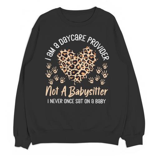 Daycare Provider Teacher Childcare Worker Leopard Heart Fun Unisex Sweatshirt - teacherstshirts.com AU