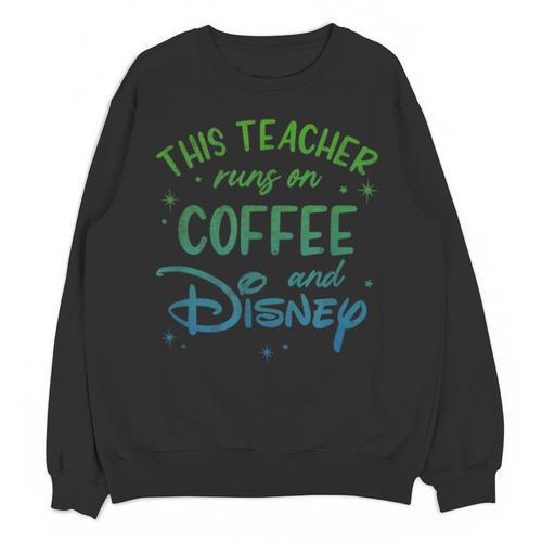 Disney This Teacher Runs On Coffee And Disney Gradient Logo Unisex Sweatshirt - teacherstshirts.com UK