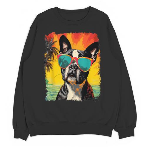 Dog Boston Terrier Hawaiian Unisex Sweatshirt - Bostonterriersmerch.com