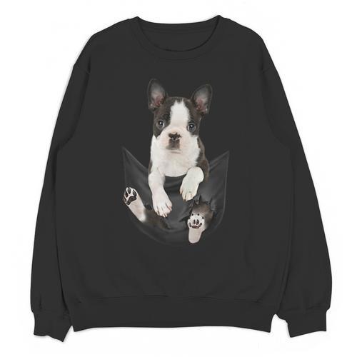 Dog Lovers Boston Terrier In Pocket Dog Face For Men Women Kids Unisex Sweatshirt - Bostonterriersmerch.com