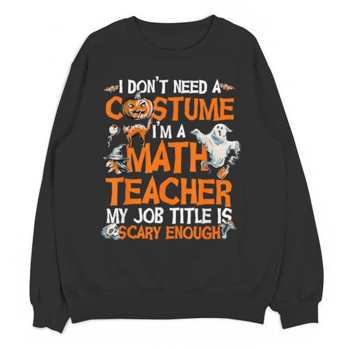 I Don't Need A Costume I'm Math Teacher Costume Halloween Men Women Unisex Sweatshirt - teacherstshirts.com