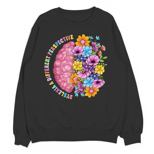 Dyslexia Different Perspective Reading Brain Floral Teacher Unisex Sweatshirt - teacherstshirts.com