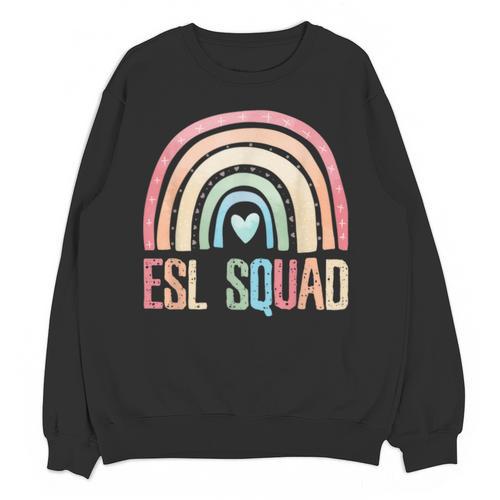 ESL Squad Teacher Crew Team Back To School English Rainbow Unisex Sweatshirt - teacherstshirts.com