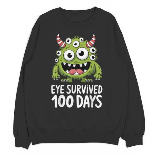 Eye Survived 100 Days Of School Monster Lover Teacher Kids Unisex Sweatshirt - teacherstshirts.com