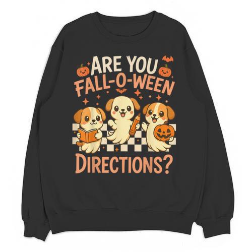 Are You Fall O Ween Directions Teacher Halloween Dog Ghost Unisex Sweatshirt - teacherstshirts.com
