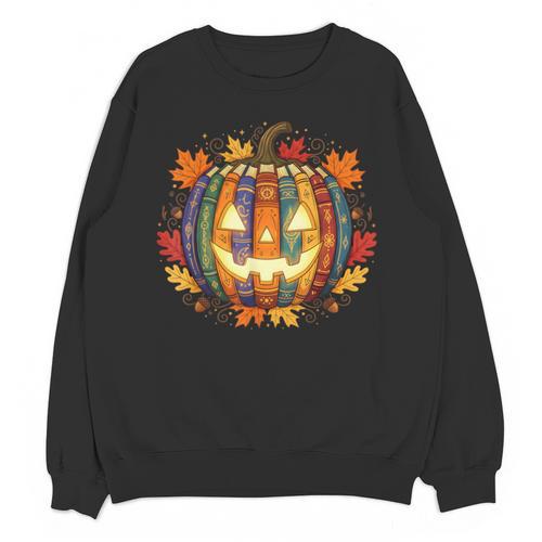 Fall Pumpkin Book Lover Spooky Librarian Teacher Halloween Unisex Sweatshirt - teacherstshirts.com DE