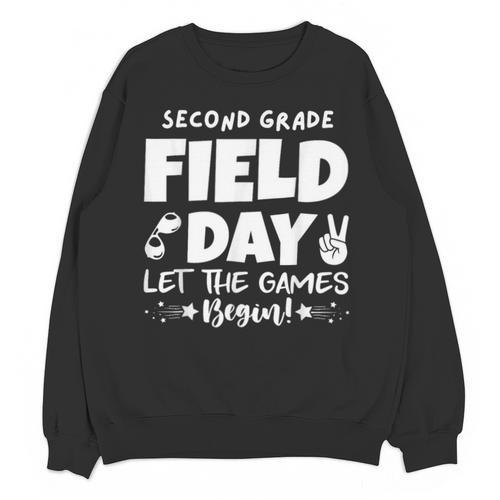 Field Day Second 2nd Grade Orange 2025 Boy Girl Teacher Unisex Sweatshirt - teacherstshirts.com