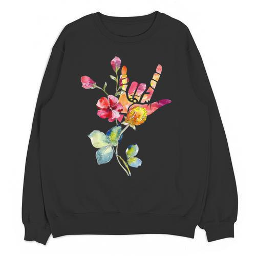 Flower American Sign Language ASL Teacher Teaching Deaf Unisex Sweatshirt - teacherstshirts.com AU