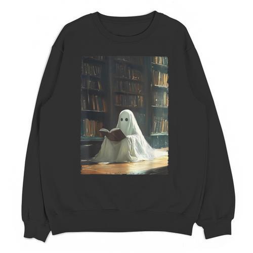 Ghost Library Halloween Book Reading Books Lover Teacher Unisex Sweatshirt - teacherstshirts.com UK