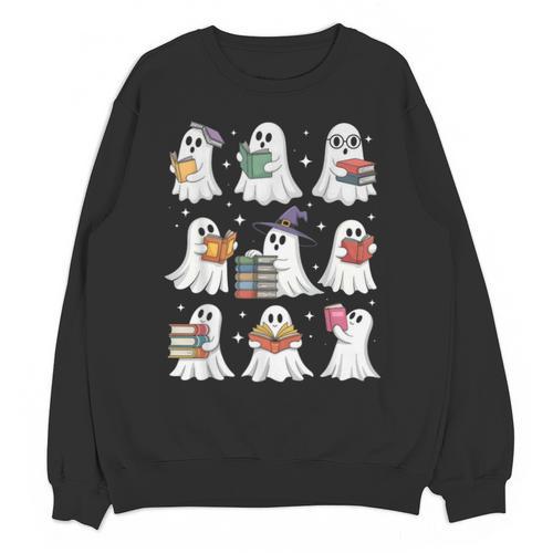 Ghost Reading Teacher Halloween Costume Librarian Book Lover Unisex Sweatshirt - teacherstshirts.com