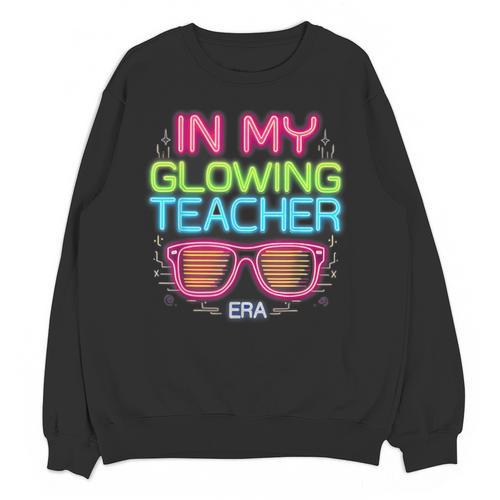 In My Glowing Teacher Era Groovy Colorful Bright Unisex Sweatshirt - teacherstshirts.com CA
