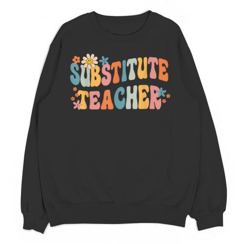 Groovy Substitute Teacher Retro Teacher Back To School Unisex Sweatshirt - teacherstshirts.com UK