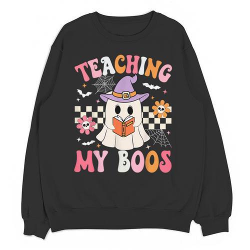 Groovy Teaching My Boos Teacher Ghost Halloween Teacher Unisex Sweatshirt - teacherstshirts.com UK