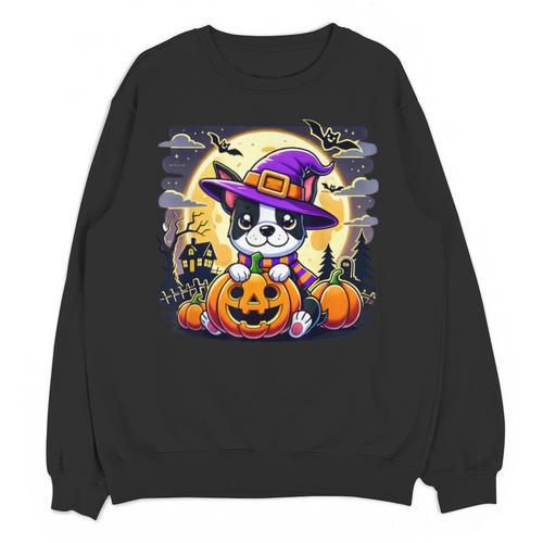 Halloween Boston Terrier Dog Breed With Jack O' Lantern Art Unisex Sweatshirt - Bostonterriersmerch.com