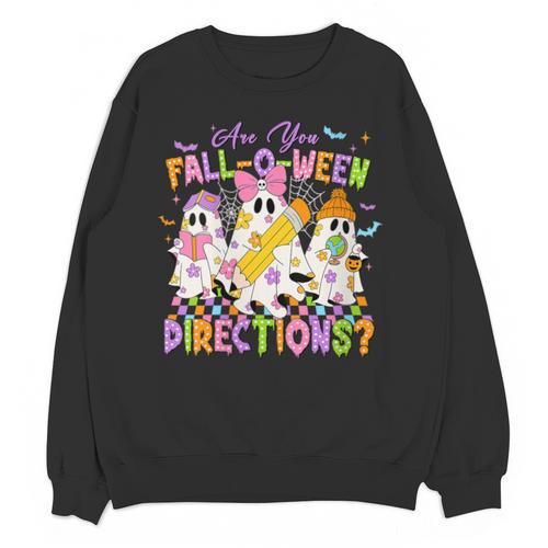 Halloween Floral Ghost Teacher Are You Falloween Directions Unisex Sweatshirt - teacherstshirts.com