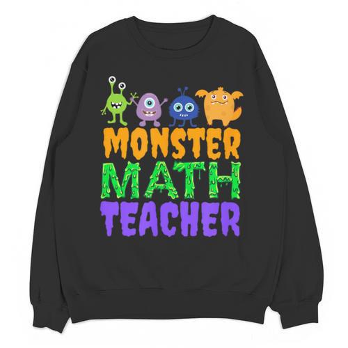 Halloween Monster Math Teacher Men Women Unisex Sweatshirt - teacherstshirts.com