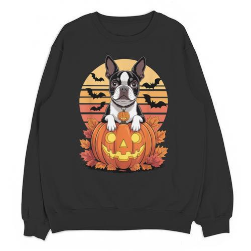 Halloween Retro Boston Terrier Unisex Sweatshirt - Bostonterriersmerch.com