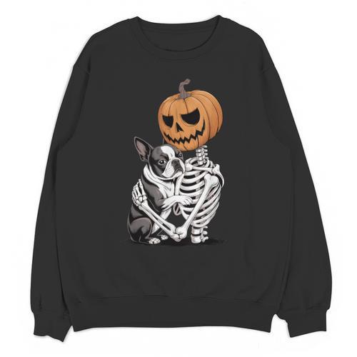 Halloween Skeleton Boston Terrier Unisex Sweatshirt - Bostonterriersmerch.com