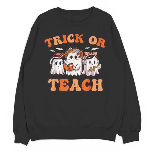 Halloween Teacher Ghosts Trick Or Teach Retro Costume Women Unisex Sweatshirt - teacherstshirts.com AU