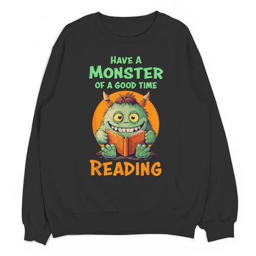 Halloween Teacher Librarian Monster Reading Books Men Women Kids Unisex Sweatshirt - teacherstshirts.com CA