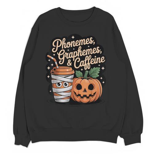 Halloween Teacher Phonemes Graphemes Caffeine Coffee Lover Unisex Sweatshirt - teacherstshirts.com