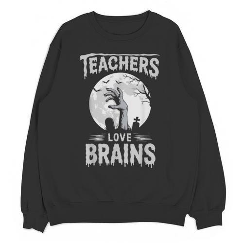Halloween Teacher Tshirts Zombie Teachers Love Brains Unisex Sweatshirt - teacherstshirts.com UK