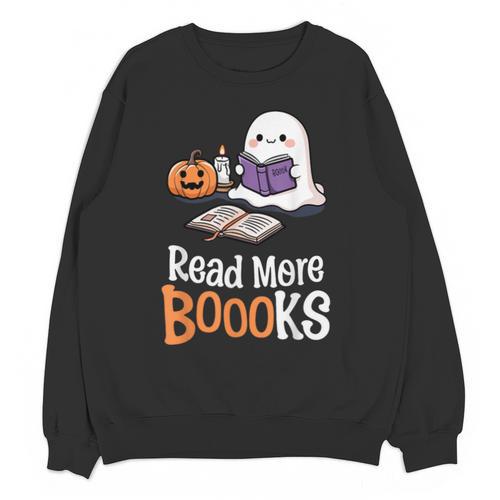 Halloween Teacher Women Cute Reading Ghost Read More Books Unisex Sweatshirt - teacherstshirts.com AU