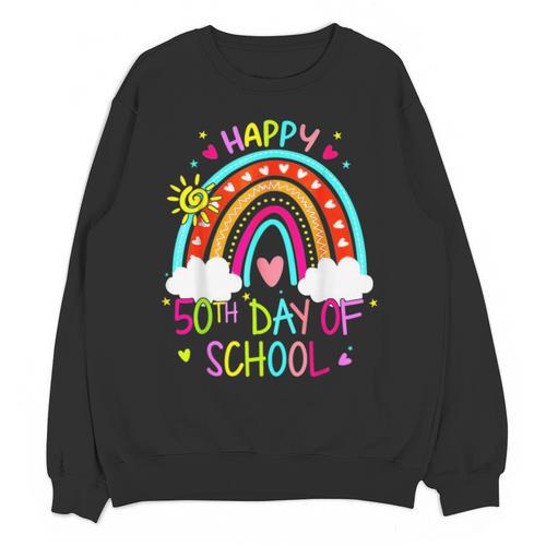 Happy 50th Days Of School Rainbow Teacher 50 Days Smarter Unisex Sweatshirt - teacherstshirts.com CA