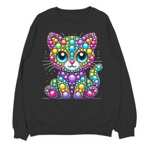 Happy Dot Day Colorful Polka Dot Cat Kitten Teachers Kids Unisex Sweatshirt - teacherstshirts.com