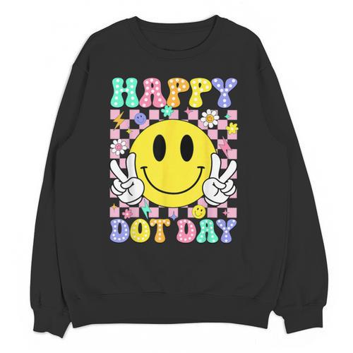 Happy Dot Day Shirts Teacher Student Girls Kids Smile Face Unisex Sweatshirt - teacherstshirts.com CA