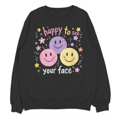 Happy To See Your Face Smile Face Teacher Back To School Unisex Sweatshirt - teacherstshirts.com CA