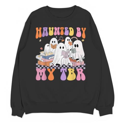 Haunted By My TBR Cute Ghosts Book Reading Teacher Halloween Unisex Sweatshirt - teacherstshirts.com UK