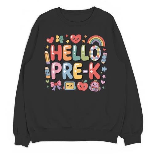 Hello Pre-K Back To School Teacher Student Fun Graphic Tee Unisex Sweatshirt - teacherstshirts.com DE
