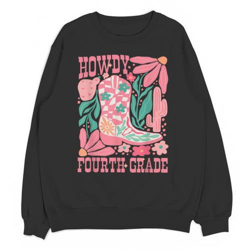 Howdy Fourth Grade Western 4th Grade Teacher Cowboy Cowgirl Unisex Sweatshirt - teacherstshirts.com AU