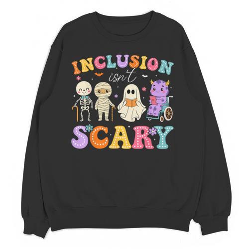 Inclusion Isn't Scary Ghost Halloween SLP Sped Teacher Unisex Sweatshirt - teacherstshirts.com