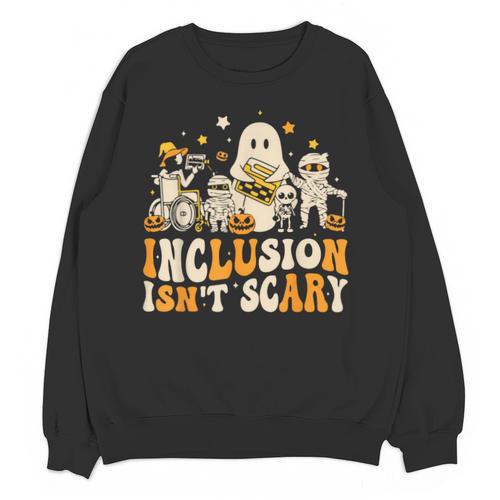 Inclusion Isn't Scary Mummy Boo Ghost Halloween SLP Teacher Unisex Sweatshirt - teacherstshirts.com AU