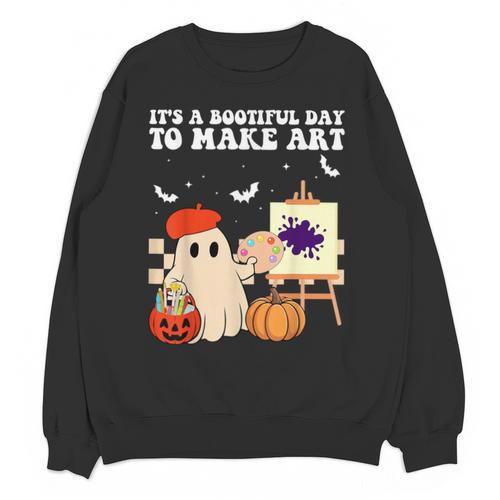 It's A Bootiful Day To Make Art Groovy Art Teacher Halloween Unisex Sweatshirt - teacherstshirts.com