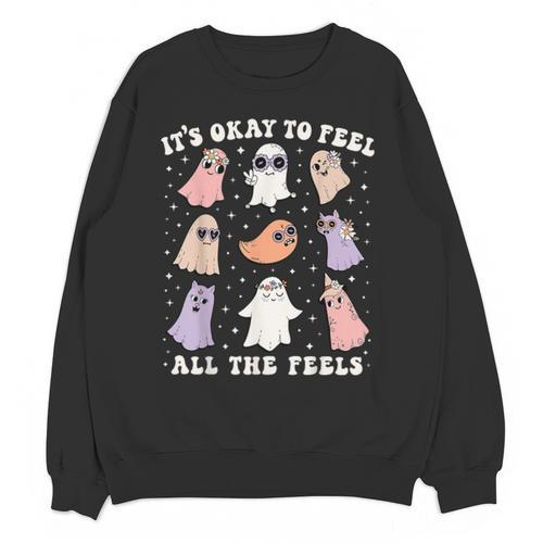It’s Okay To Feel All The Feels Special Ed Teacher Halloween Unisex Sweatshirt - teacherstshirts.com