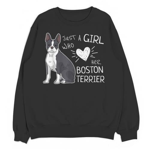 Just A Girl Who Loves Her Boston Terrier Puppy Love Unisex Sweatshirt - Bostonterriersmerch.com